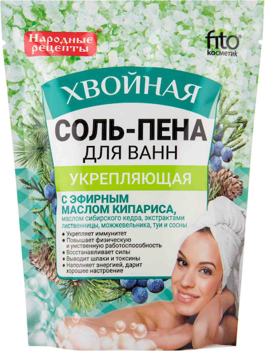 Соль-пена для ванн Укрепляющая Fito Cosmetic хвойная с эфирным маслом кипариса #1