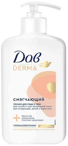 Лосьон для лица и тела Дав Derma смягчающий для сухой и чувствительной кожи #1