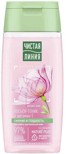 Лосьон-тоник для лица Чистая Линия Nature Plus сияние и гладкость роза #1