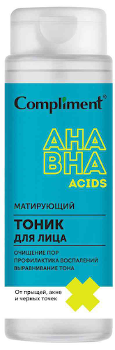 Тоник для лица матирующий Compliment AHA/BHA кислотами #1