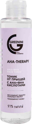 Тоник от прыщей Greenini Aha-Therapy c AHA+BHA кислотами #1