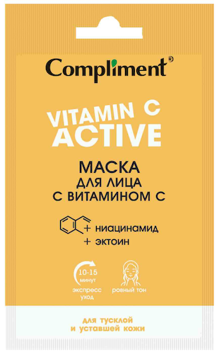 Маска для лица Compliment для тусклой и уставшей кожи с витамином С #1