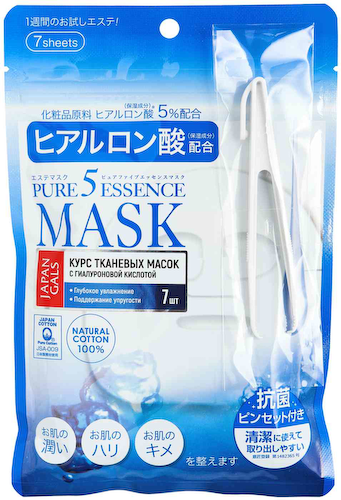 Маска для лица Japan Gals Pure5 Essense с гиалуроновой кислотой #1