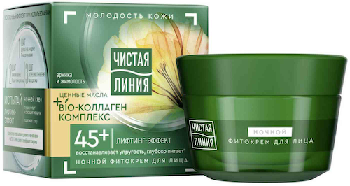 Фито-крем для лица ночной Чистая Линия Комплекс коллаген Арника и жимолость от 45 лет #1