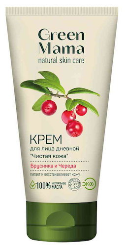 Крем для лица дневной Green Mama чистая кожа брусника-череда #1