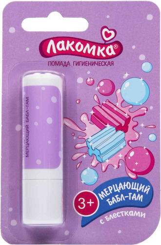 Помада гигиеническая Лакомка Мерцающий Бабл-гам, с 3 лет #1